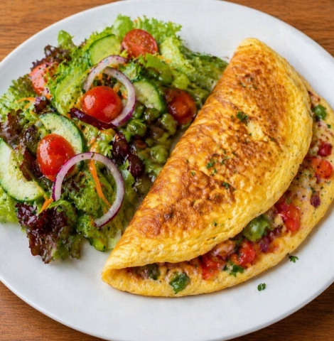 omelette & salad